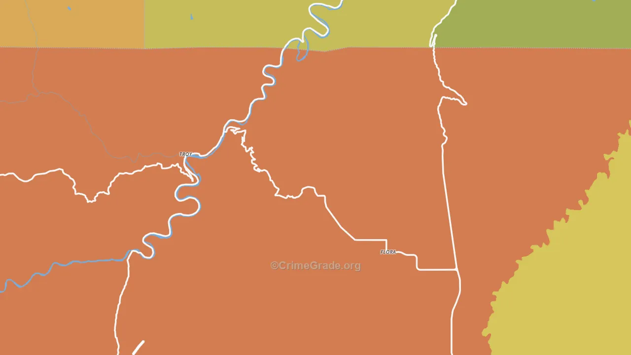 Flora, OR Map of Robbery Rates