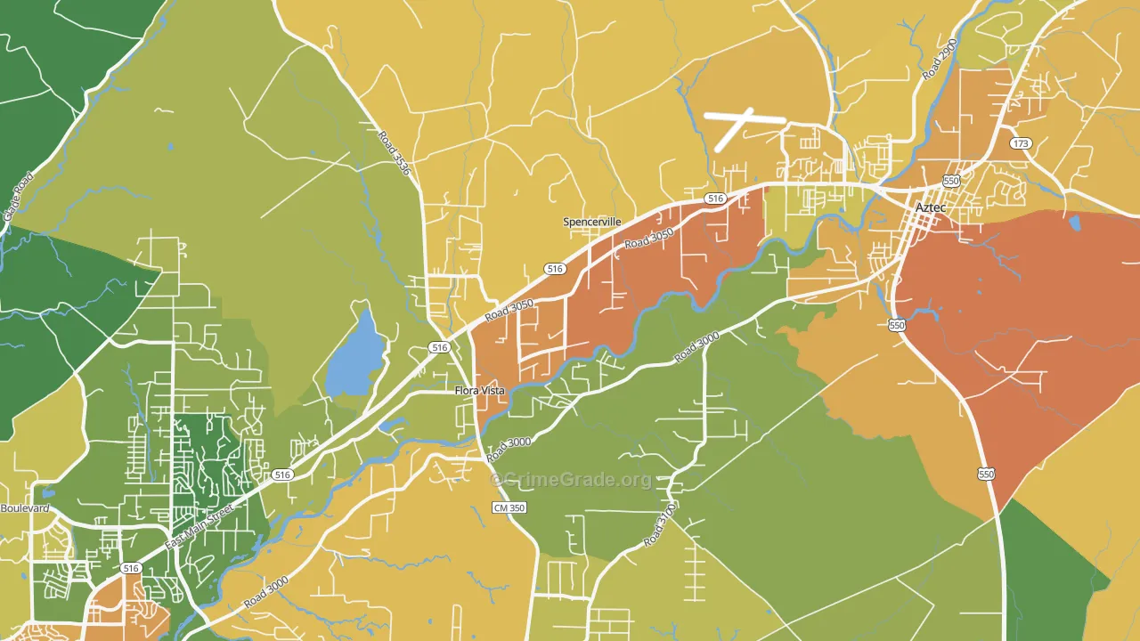 Flora Vista, NM Map of Robbery Rates