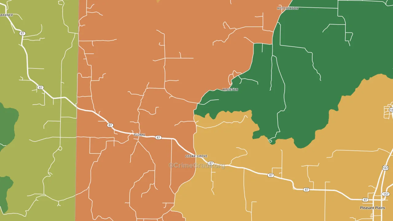 Floral, AR Map of Robbery Rates