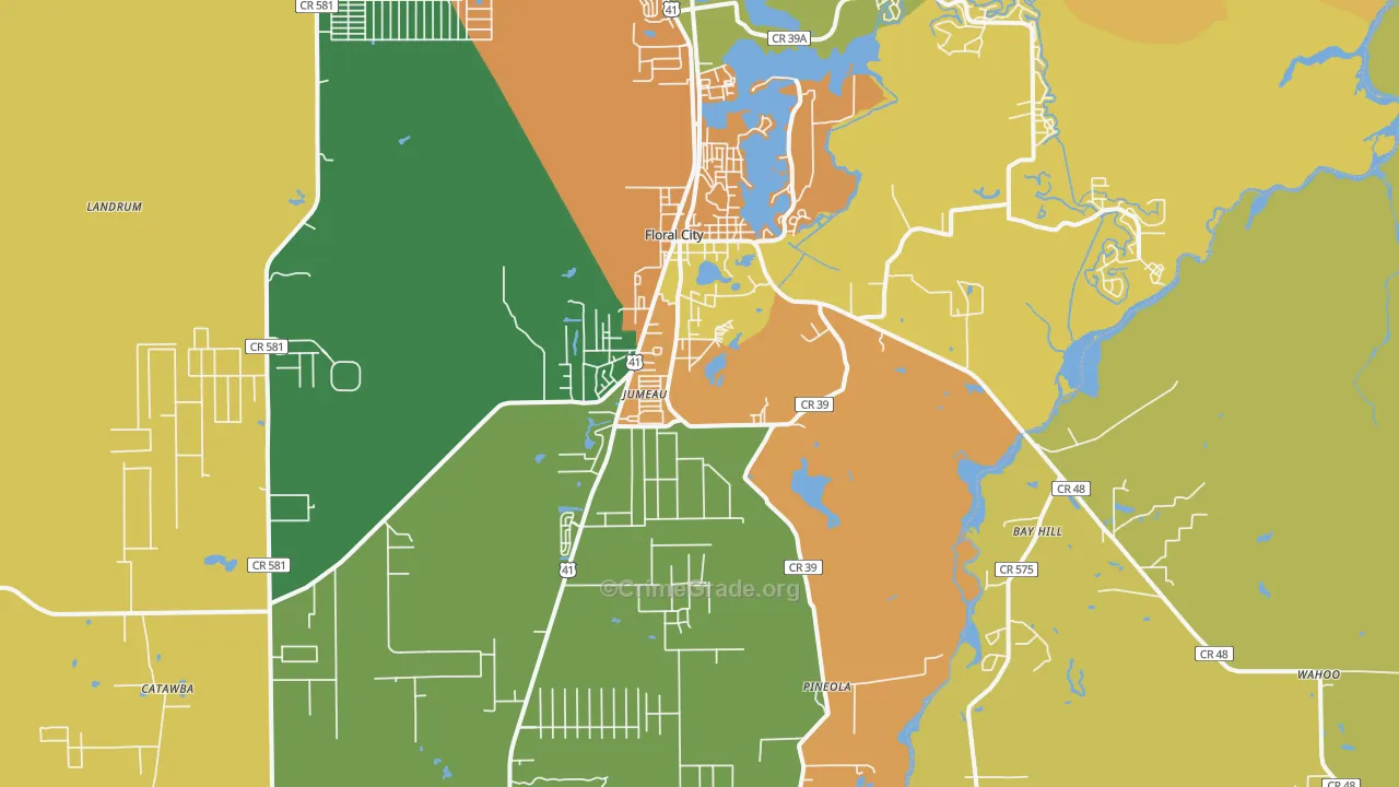 Floral City, FL Map of Robbery Rates