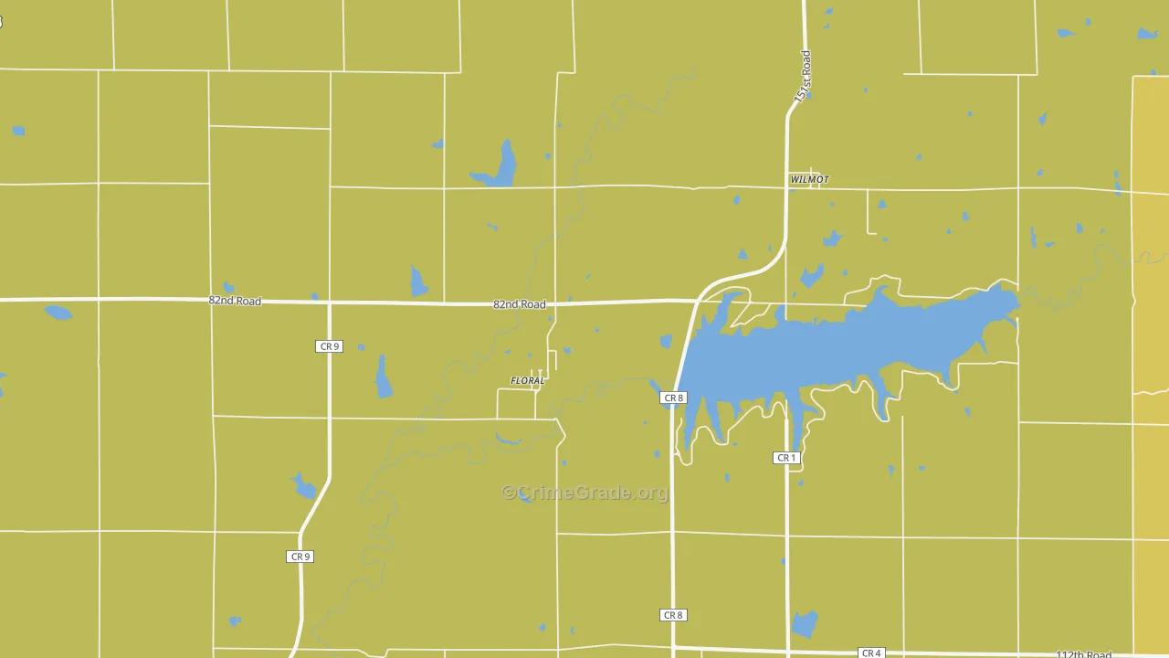 Floral, KS Map of Robbery Rates