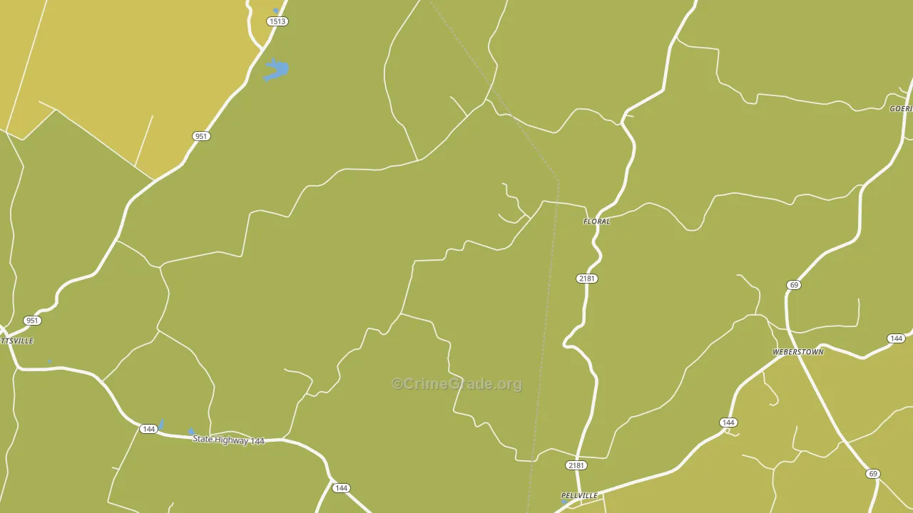 Floral, KY Map of Robbery Rates