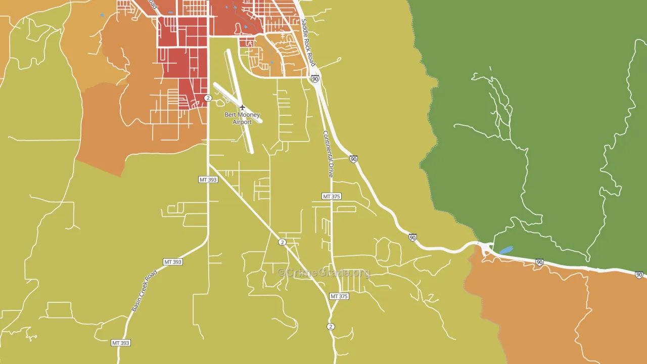 Floral Park, MT Map of Robbery Rates