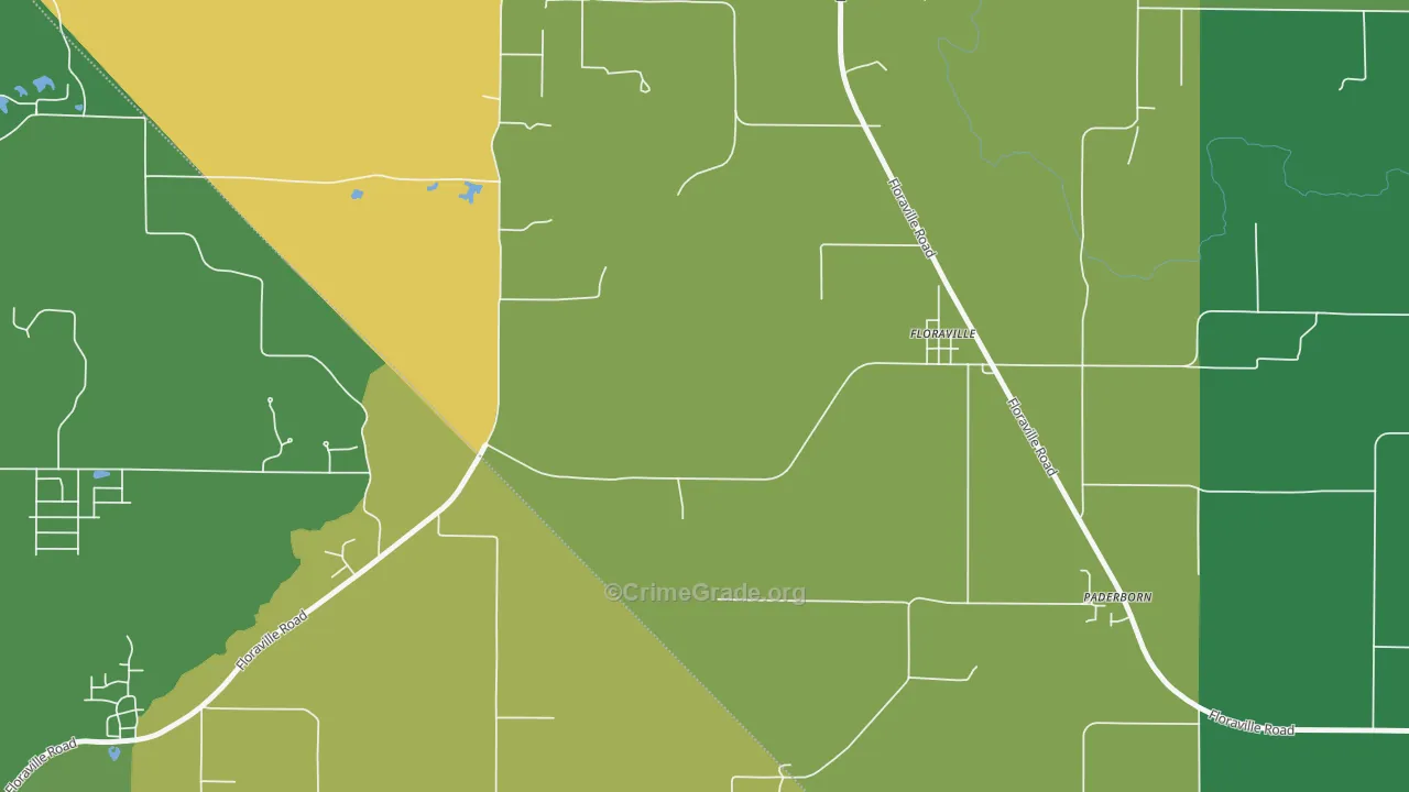 Floraville, IL Map of Robbery Rates