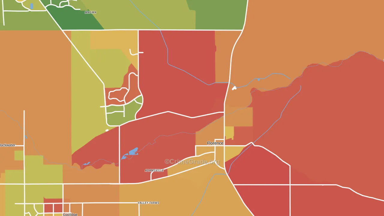 Florence, AZ Map of Robbery Rates