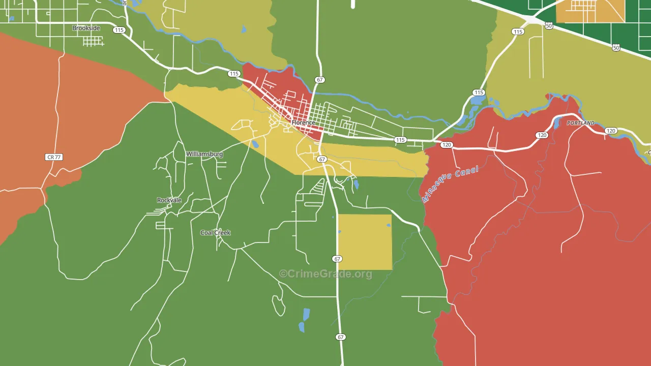 Florence, CO Map of Robbery Rates