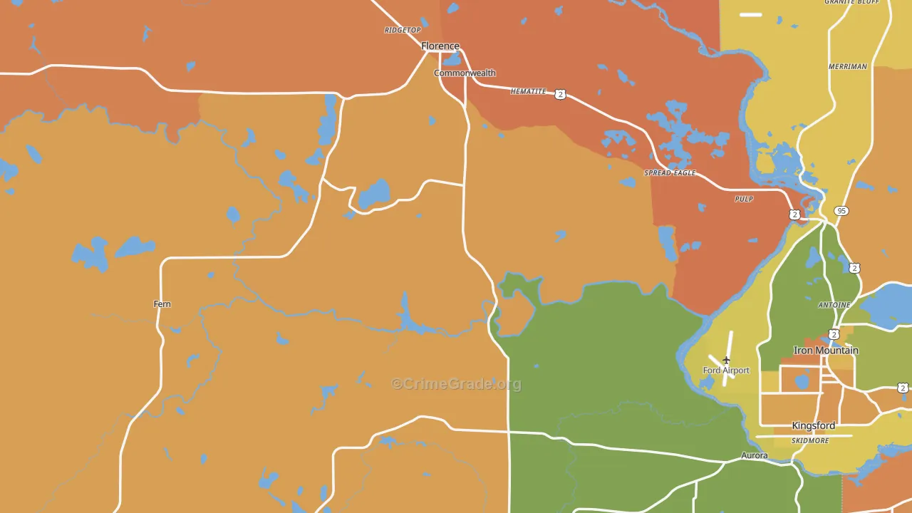 Florence County, WI Map of Robbery Rates