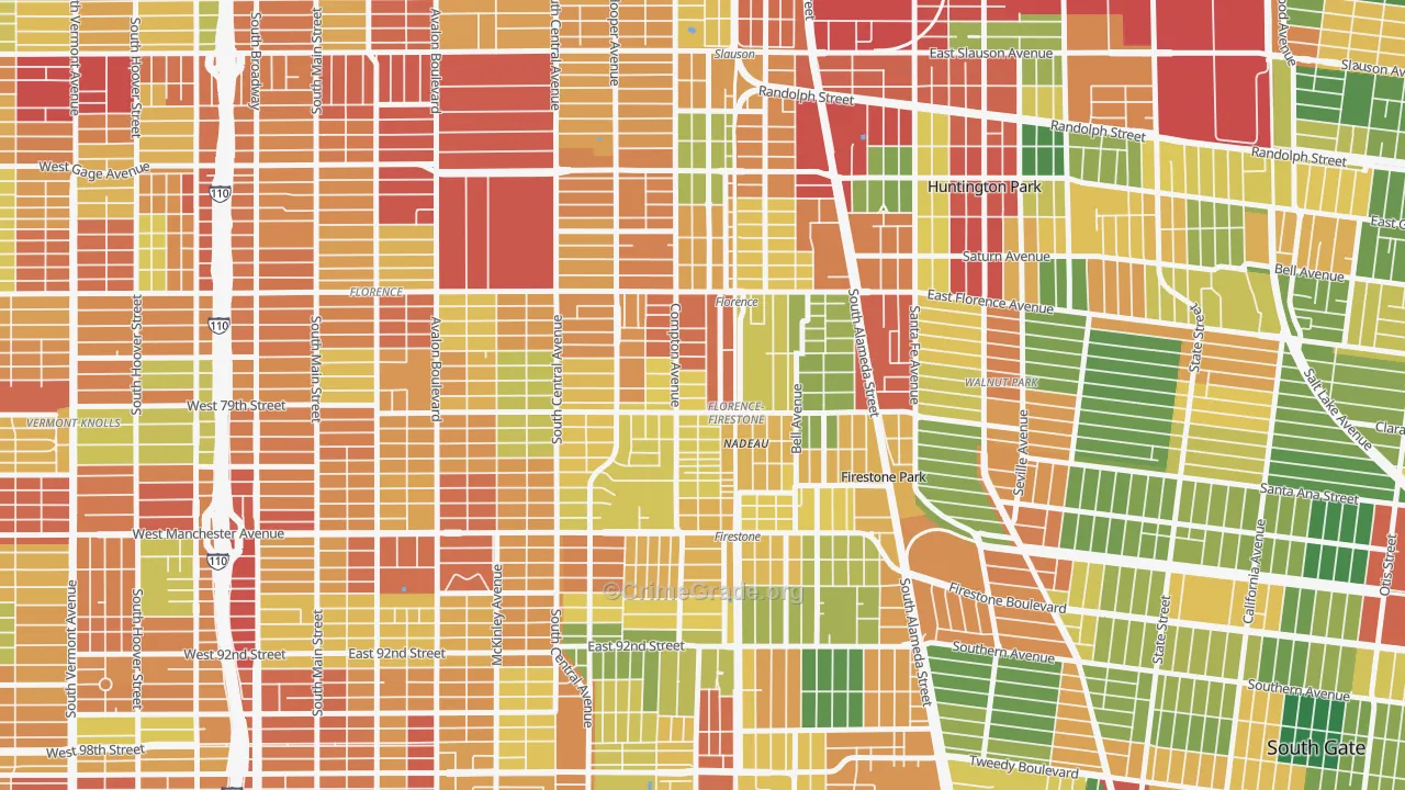 Florence-Graham, CA Map of Robbery Rates