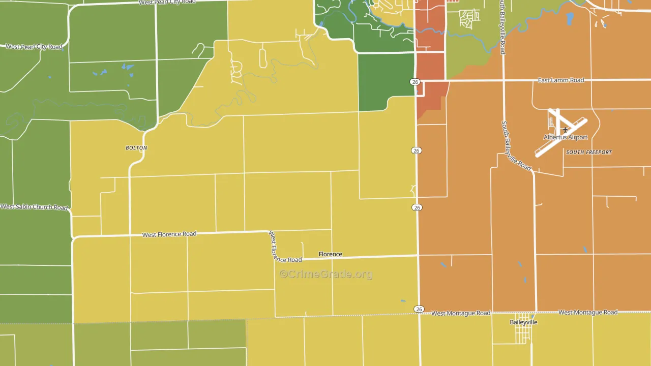 Florence, IL Map of Robbery Rates