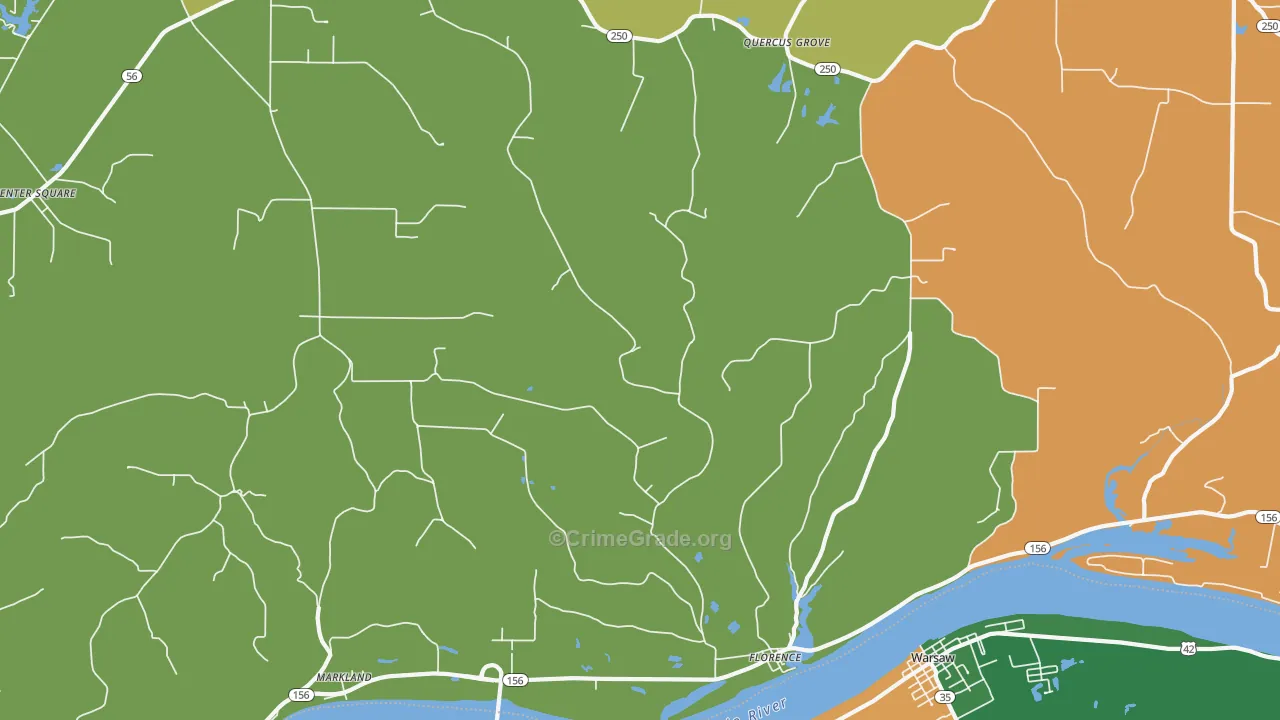 Florence, IN Map of Robbery Rates