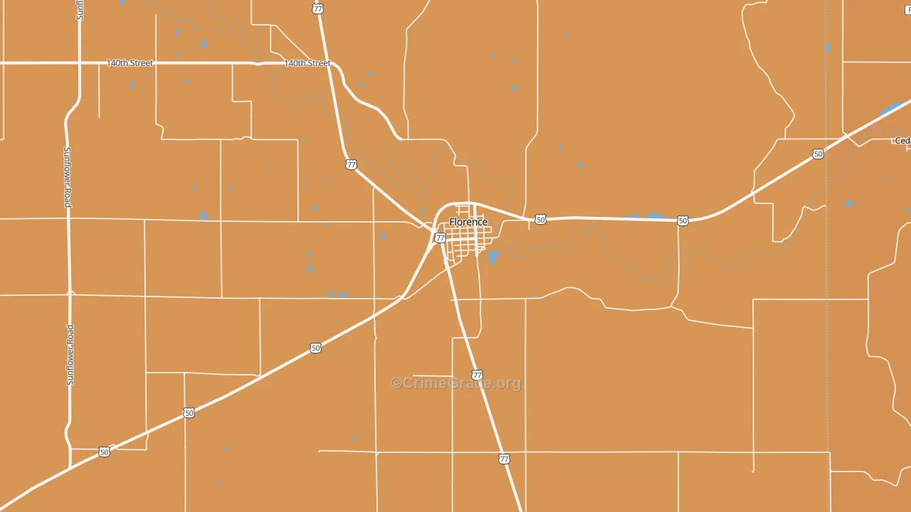 Florence, KS Map of Robbery Rates