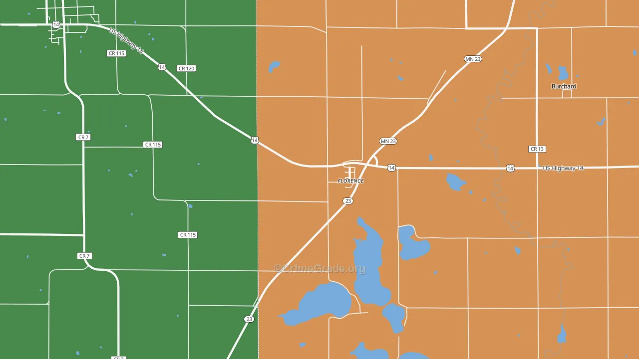 Florence, MN Map of Robbery Rates