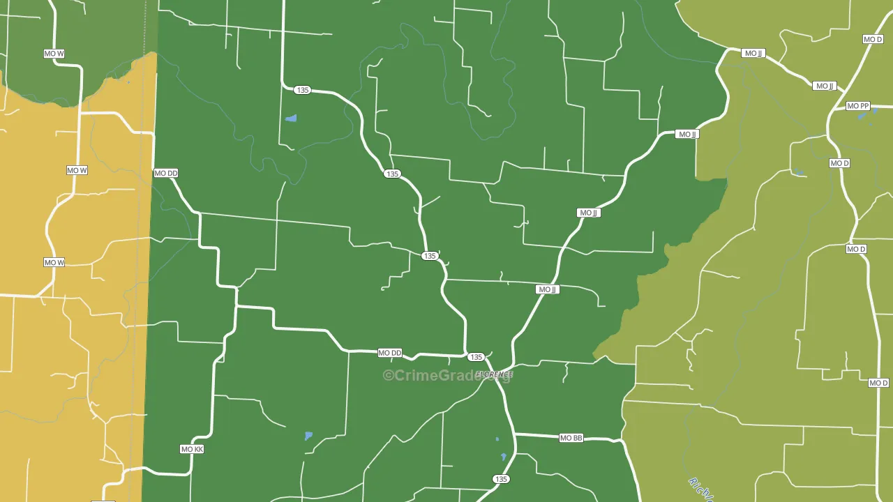 Florence, MO Map of Robbery Rates