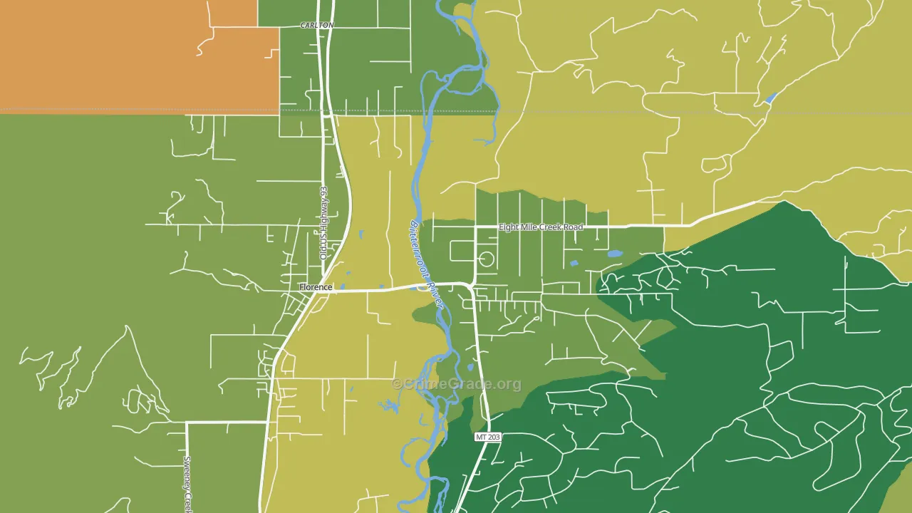 Florence, MT Map of Robbery Rates
