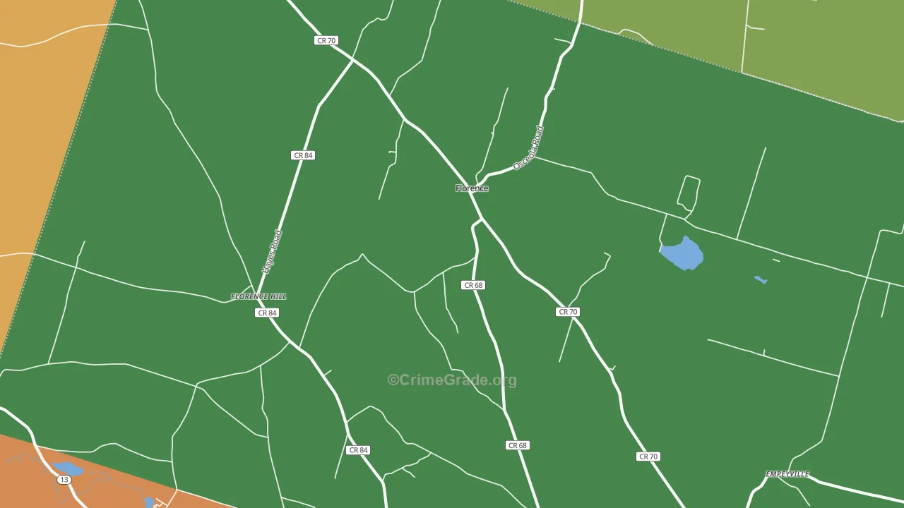 Florence, NY Map of Robbery Rates