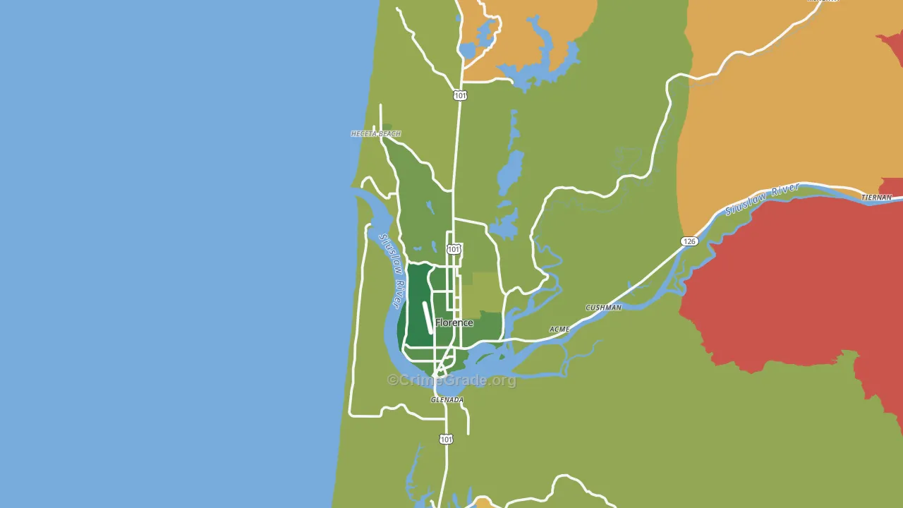 Florence, OR Map of Robbery Rates