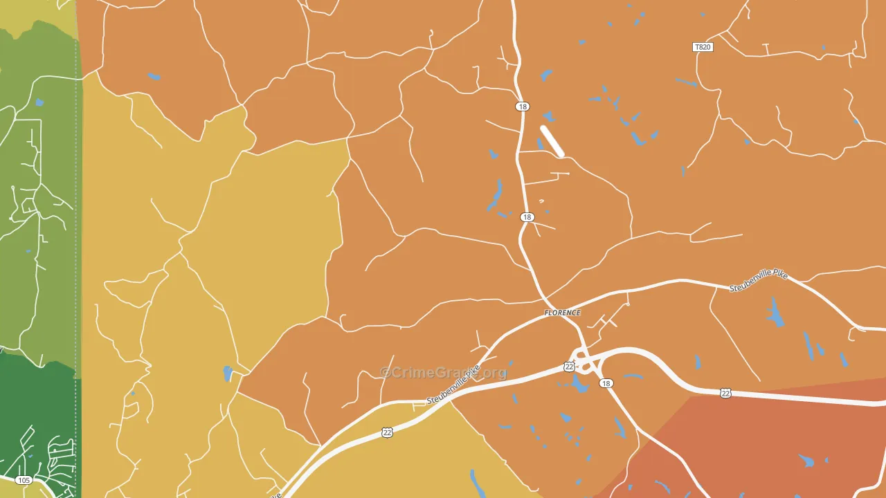 Florence, PA Map of Robbery Rates