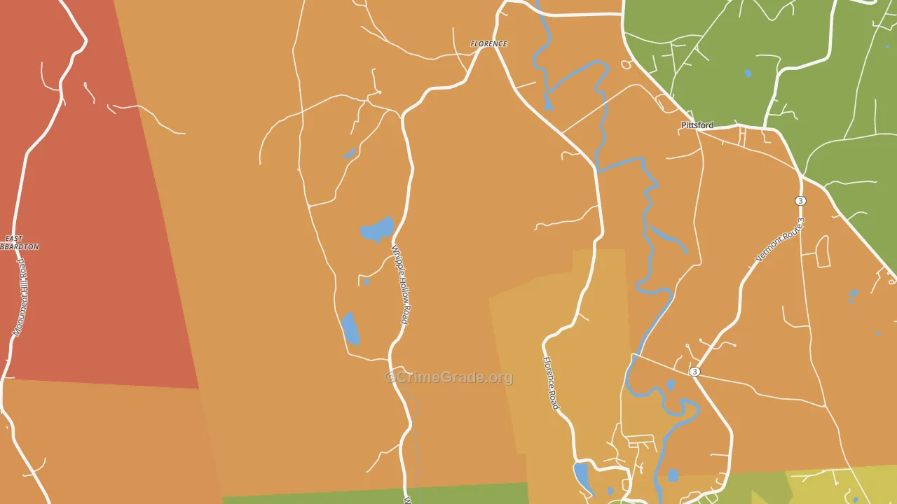 Florence, VT Map of Robbery Rates