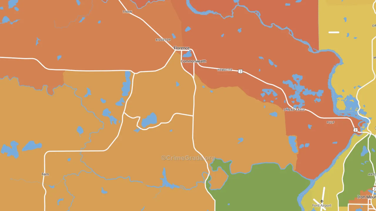 Florence, WI Map of Robbery Rates