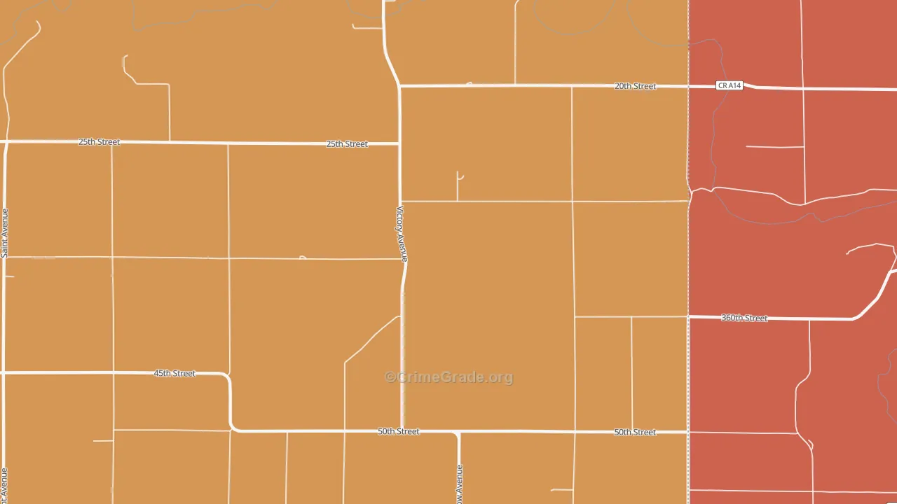 Florenceville, IA Map of Robbery Rates