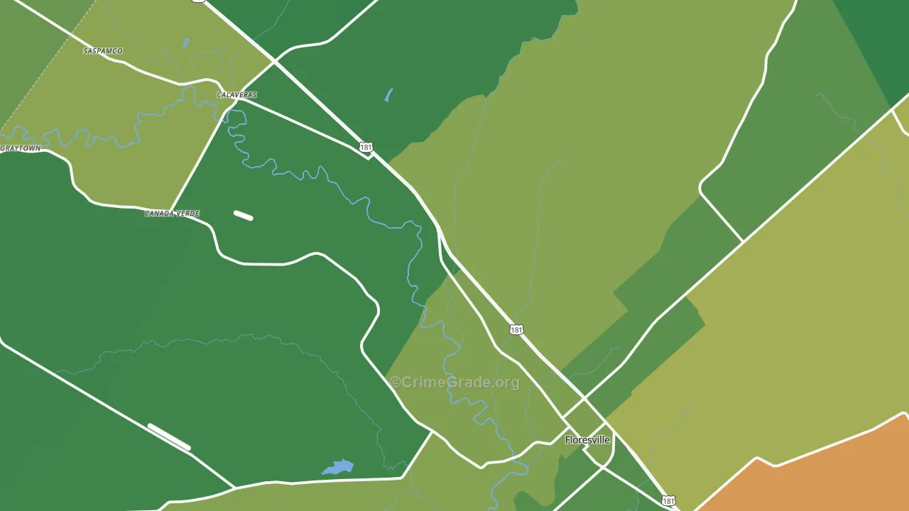 Floresville, TX Map of Robbery Rates