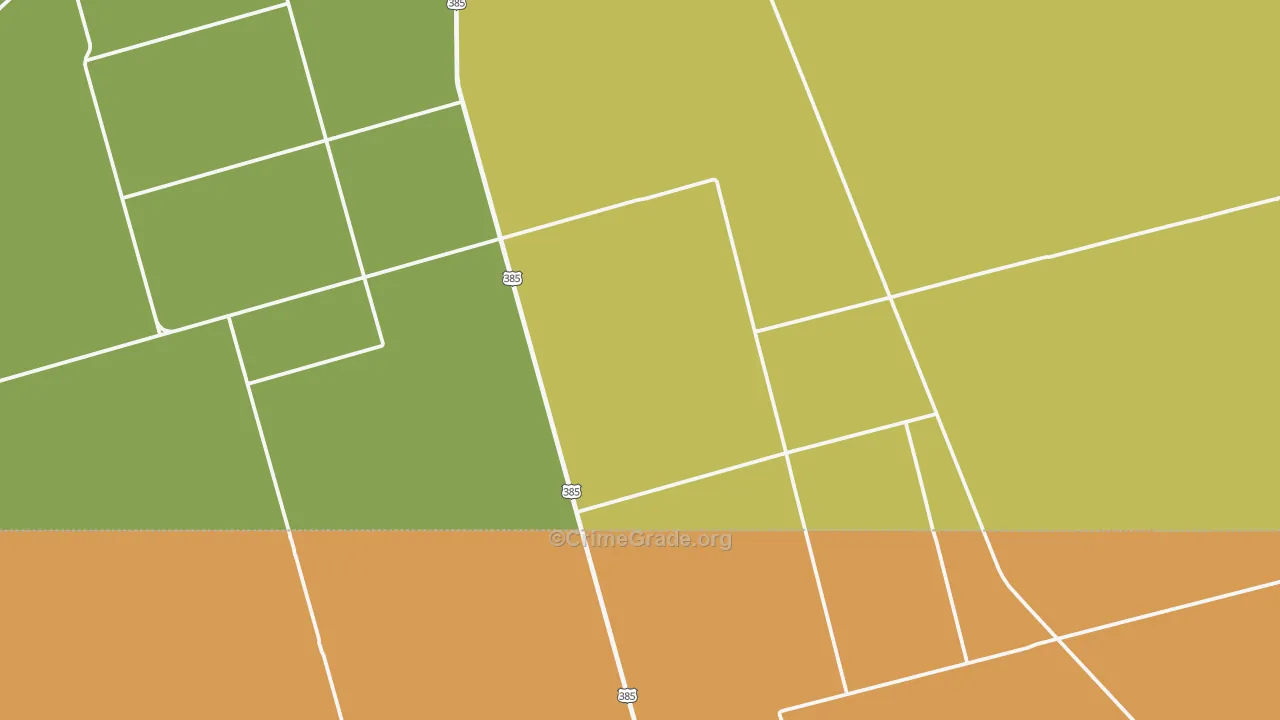 Florey, TX Map of Robbery Rates