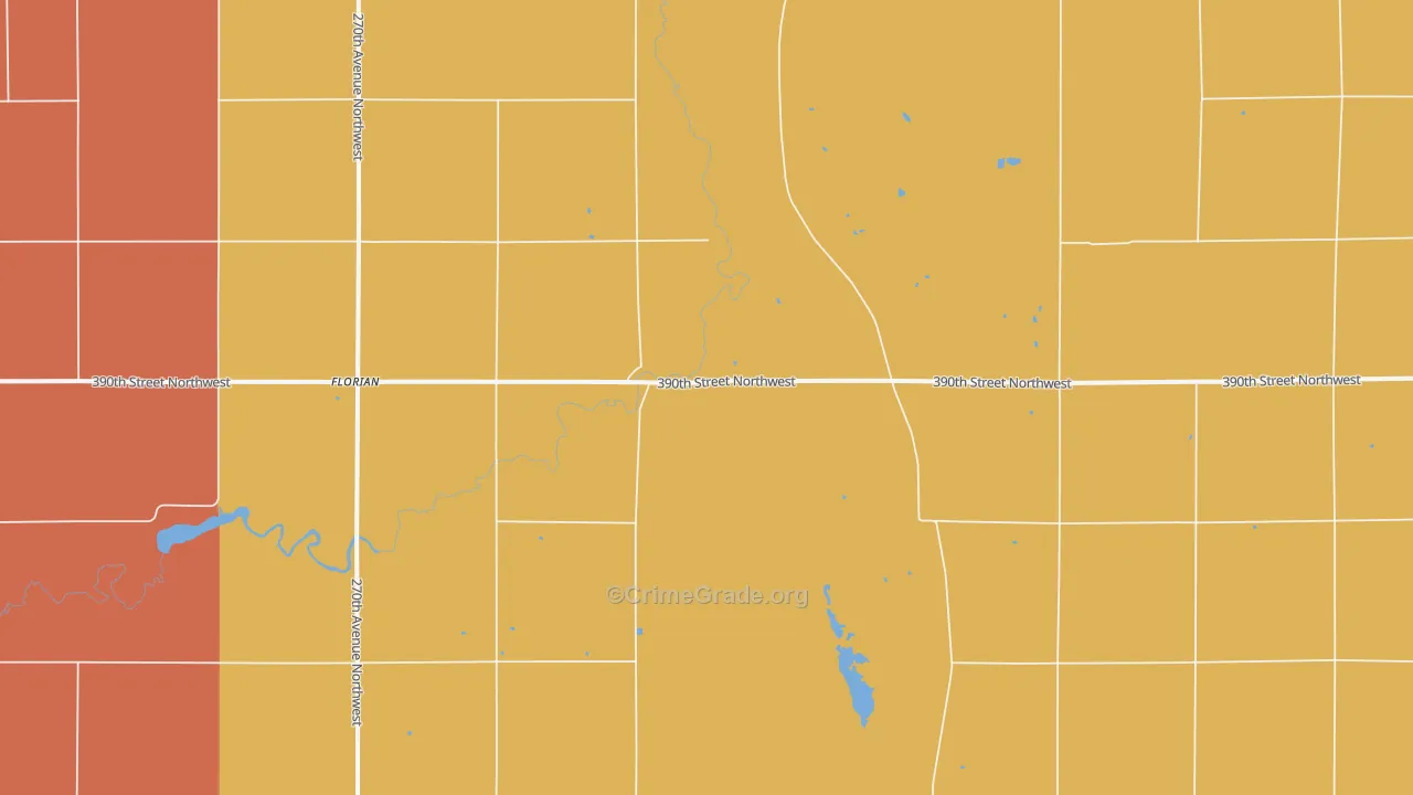 Florian, MN Map of Robbery Rates