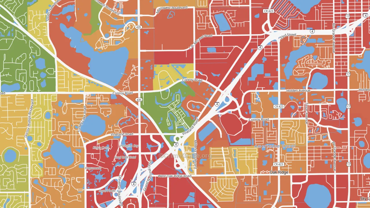 Florida Center North, Orlando, FL Map of Robbery Rates