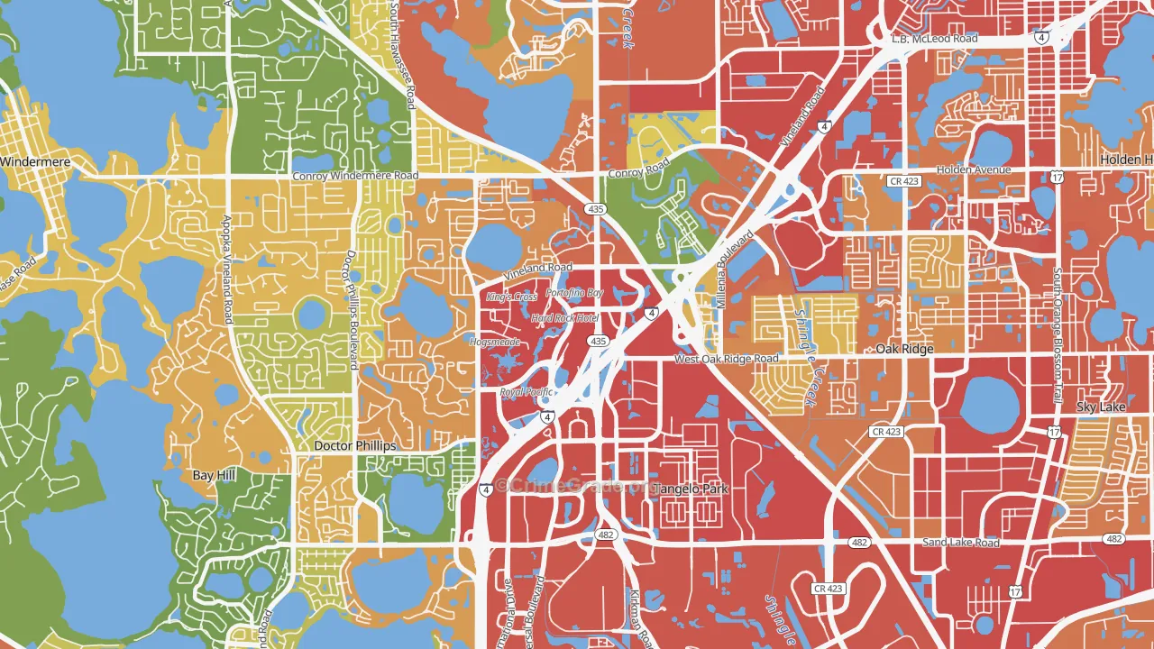 Florida Center, Orlando, FL Map of Robbery Rates