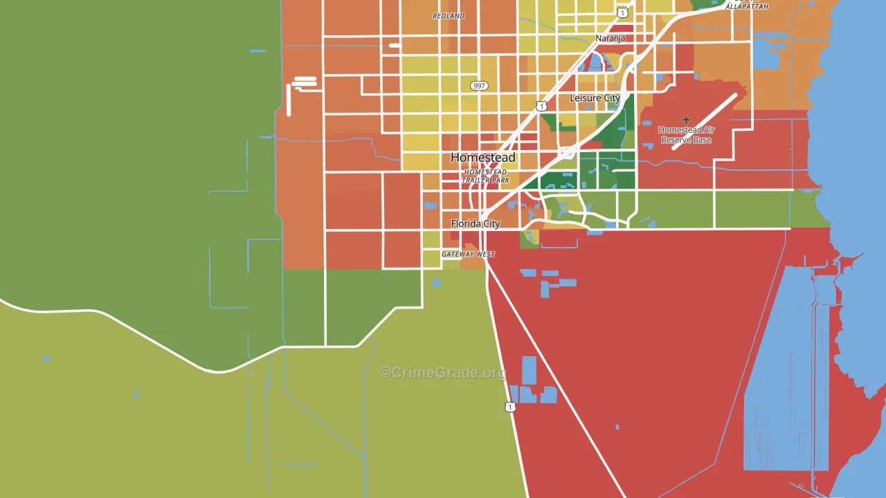 Florida City, FL Map of Robbery Rates