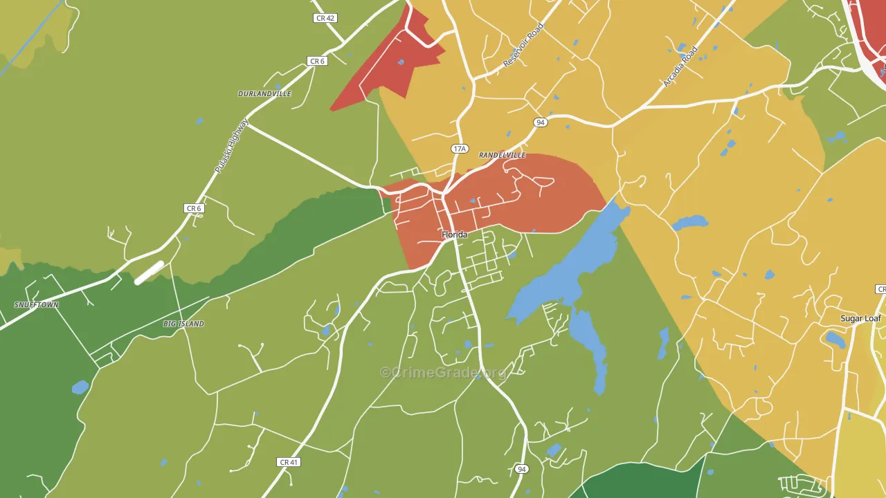 Florida, NY Map of Robbery Rates