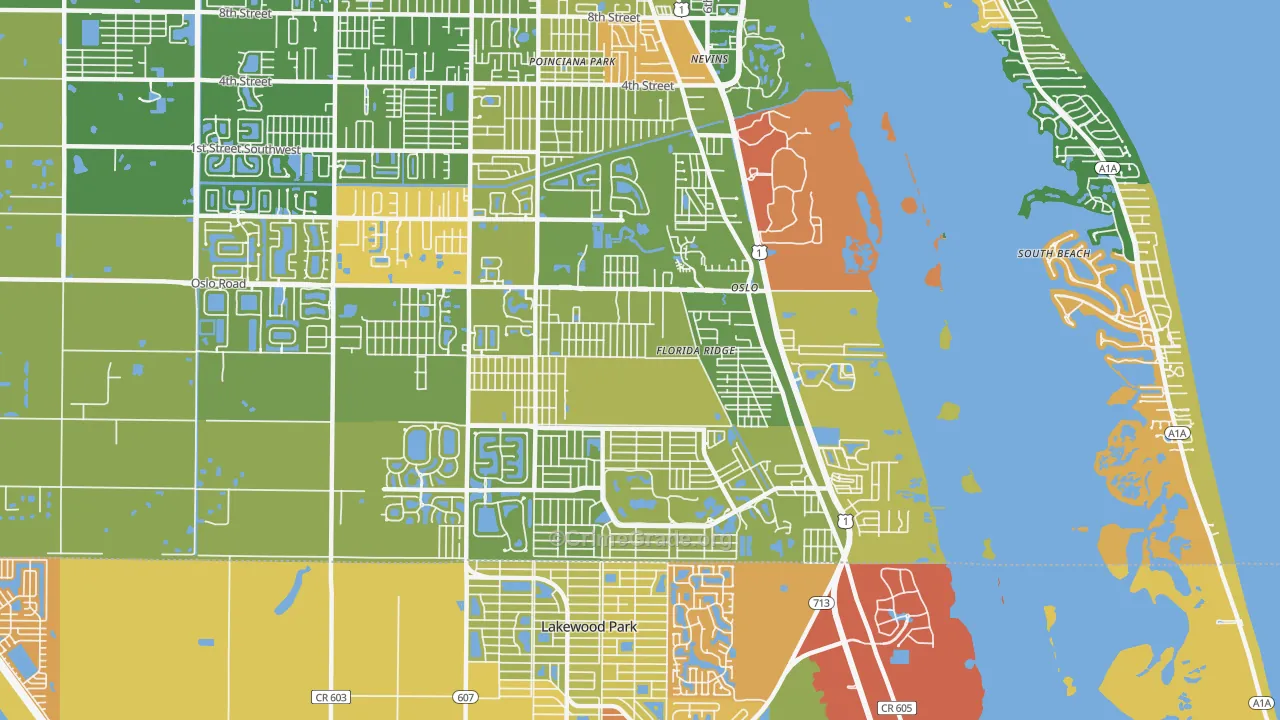 Florida Ridge, FL Map of Robbery Rates