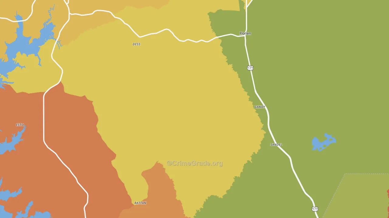 Florien, LA Map of Robbery Rates