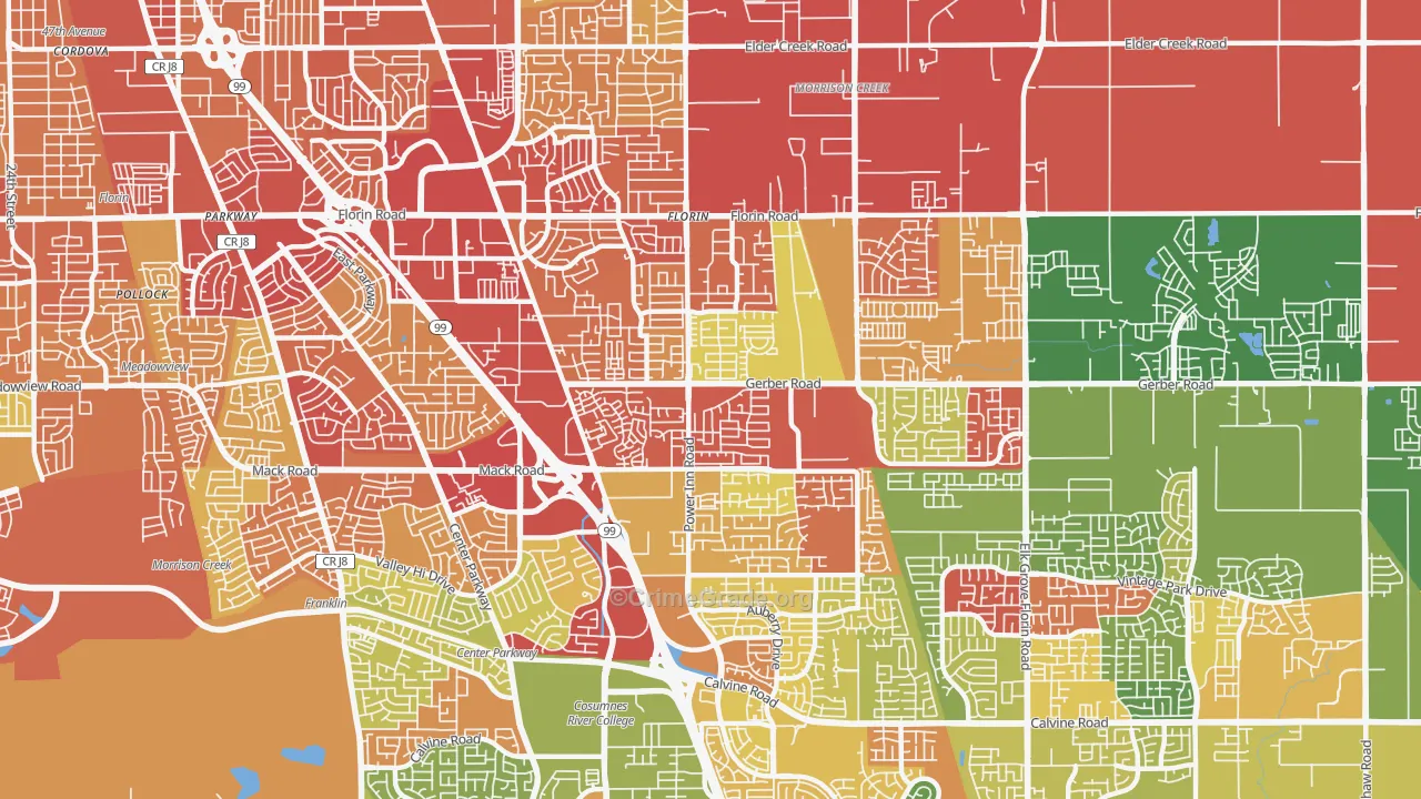 Florin, CA Map of Robbery Rates