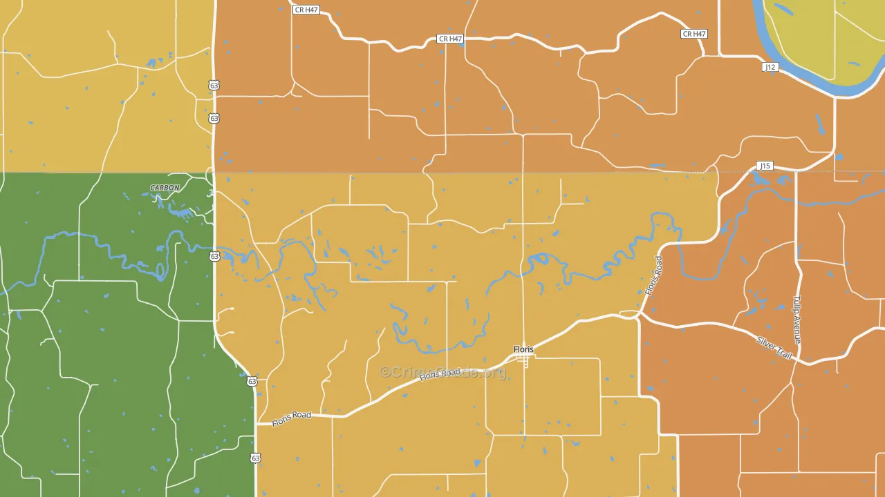 Floris, IA Map of Robbery Rates