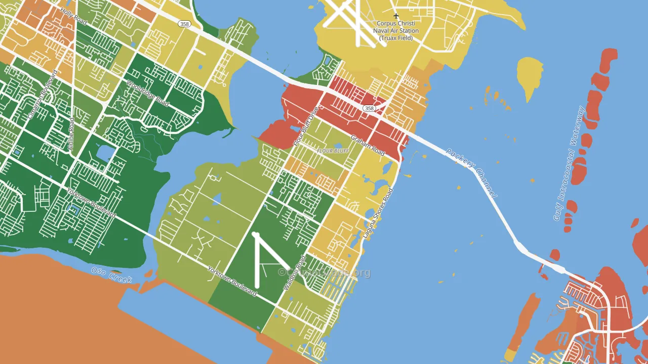 Flour Bluff, Corpus Christi, TX Map of Robbery Rates