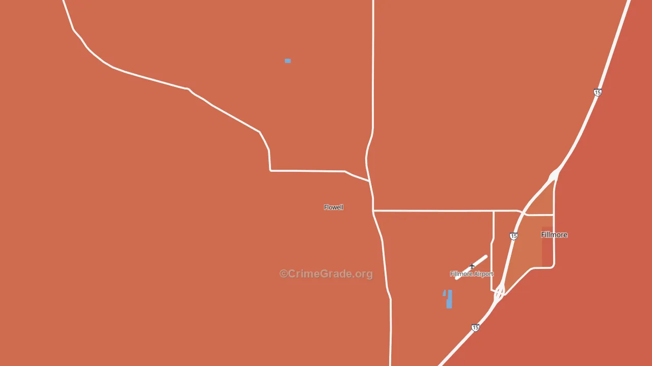 Flowell, UT Map of Robbery Rates