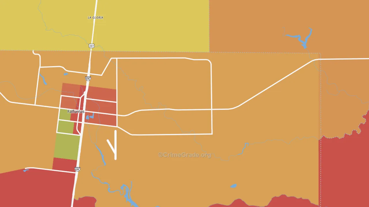 Flowella, TX Map of Robbery Rates