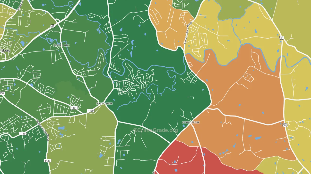 Flows Store, NC Map of Robbery Rates