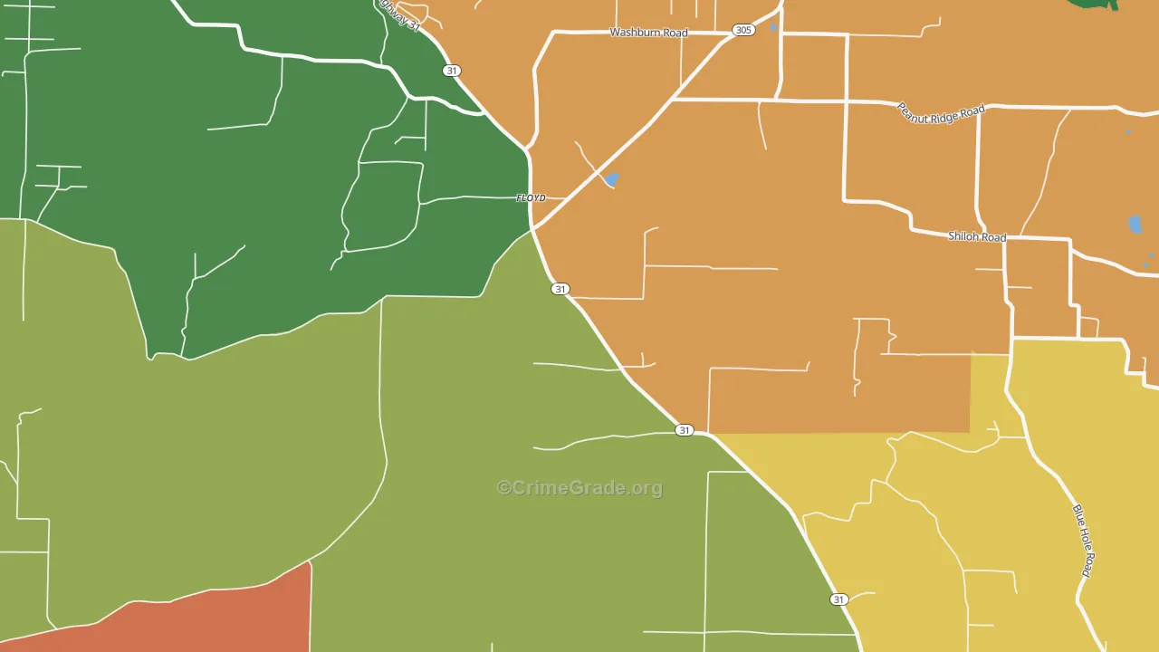 Floyd, AR Map of Robbery Rates