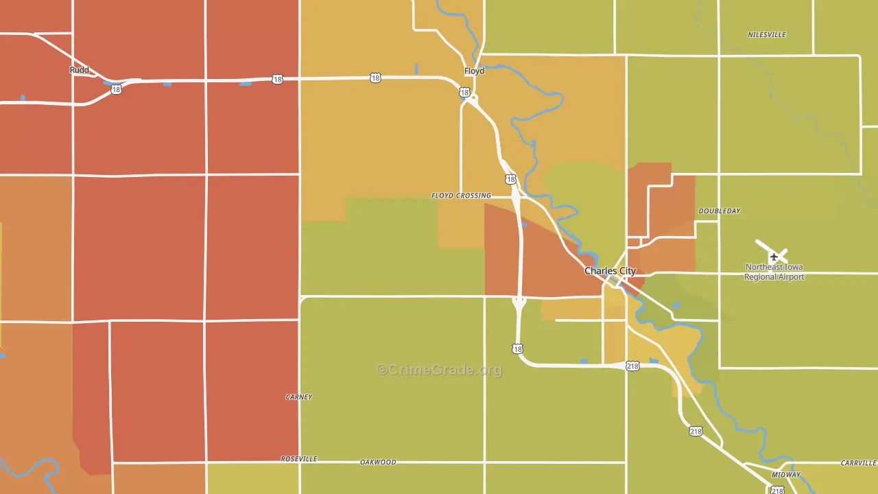 Floyd County, IA Map of Robbery Rates