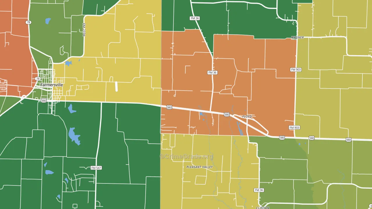 Floyd, TX Map of Robbery Rates