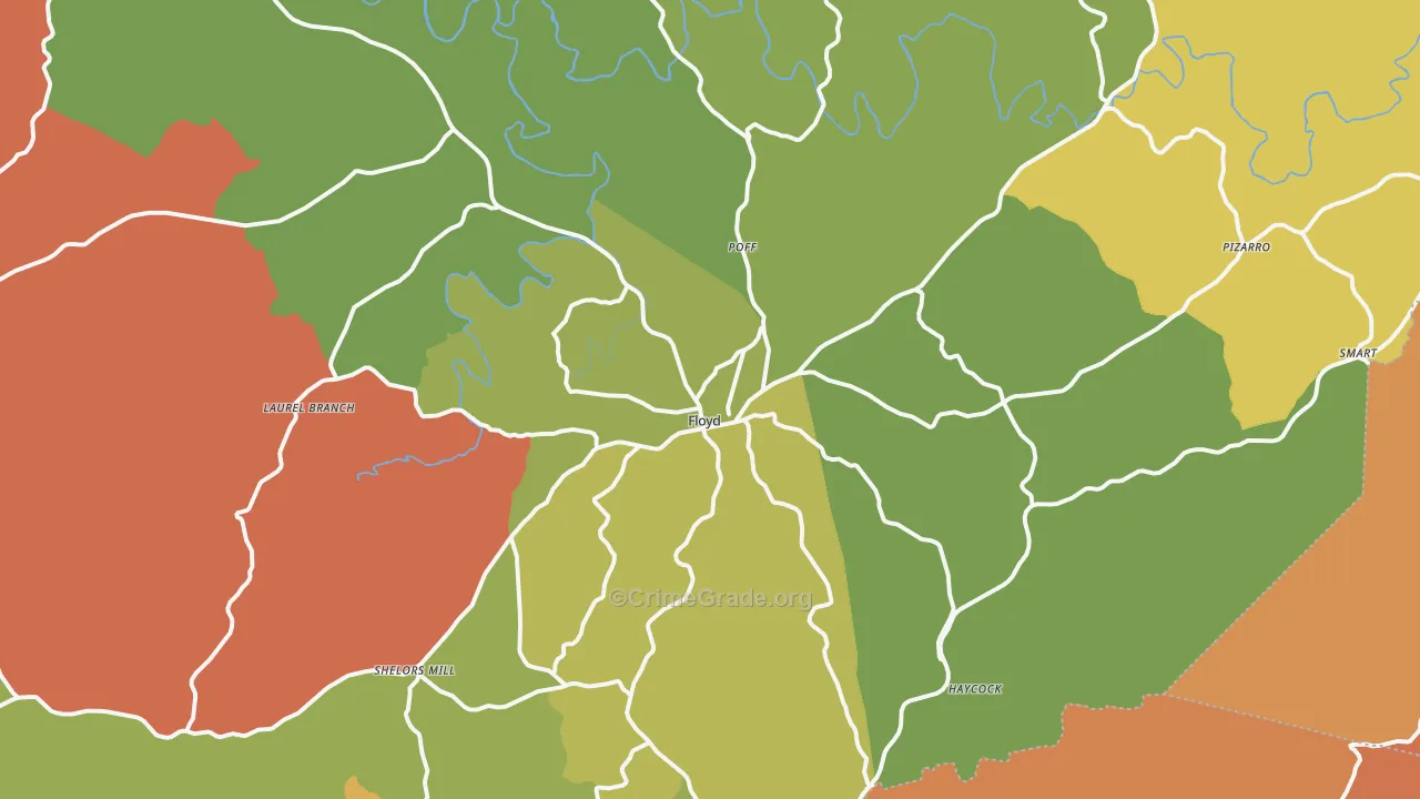 Floyd, VA Map of Robbery Rates