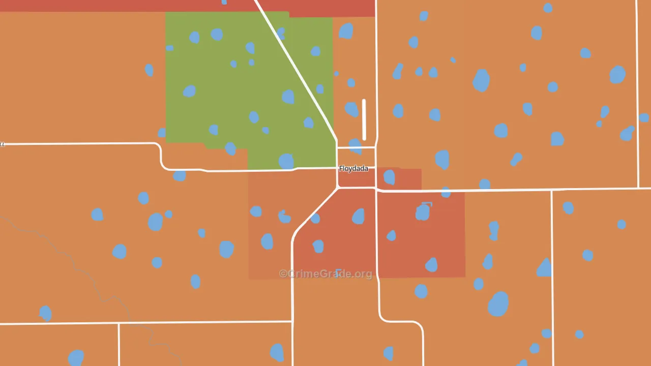 Floydada, TX Map of Robbery Rates