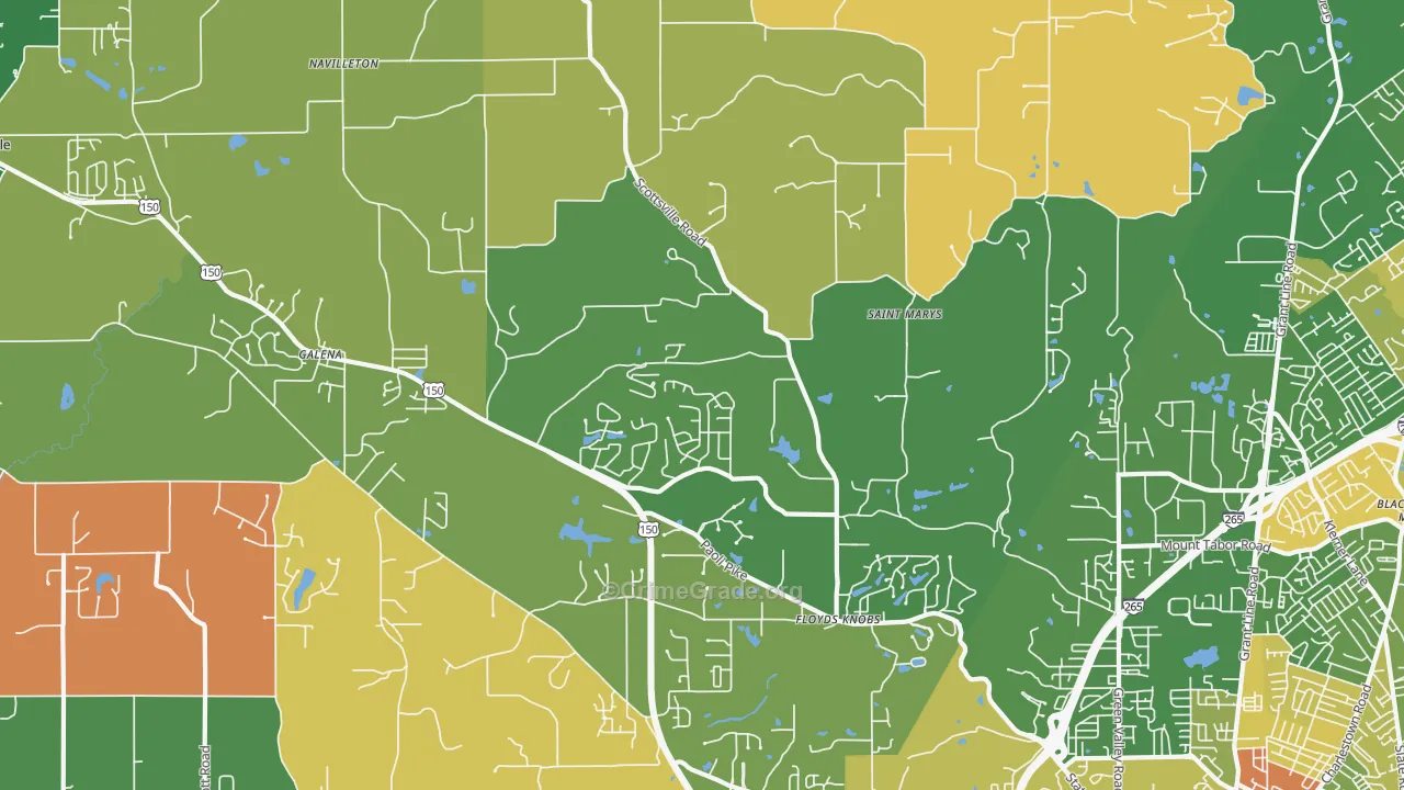 Floyds Knobs, IN Map of Robbery Rates