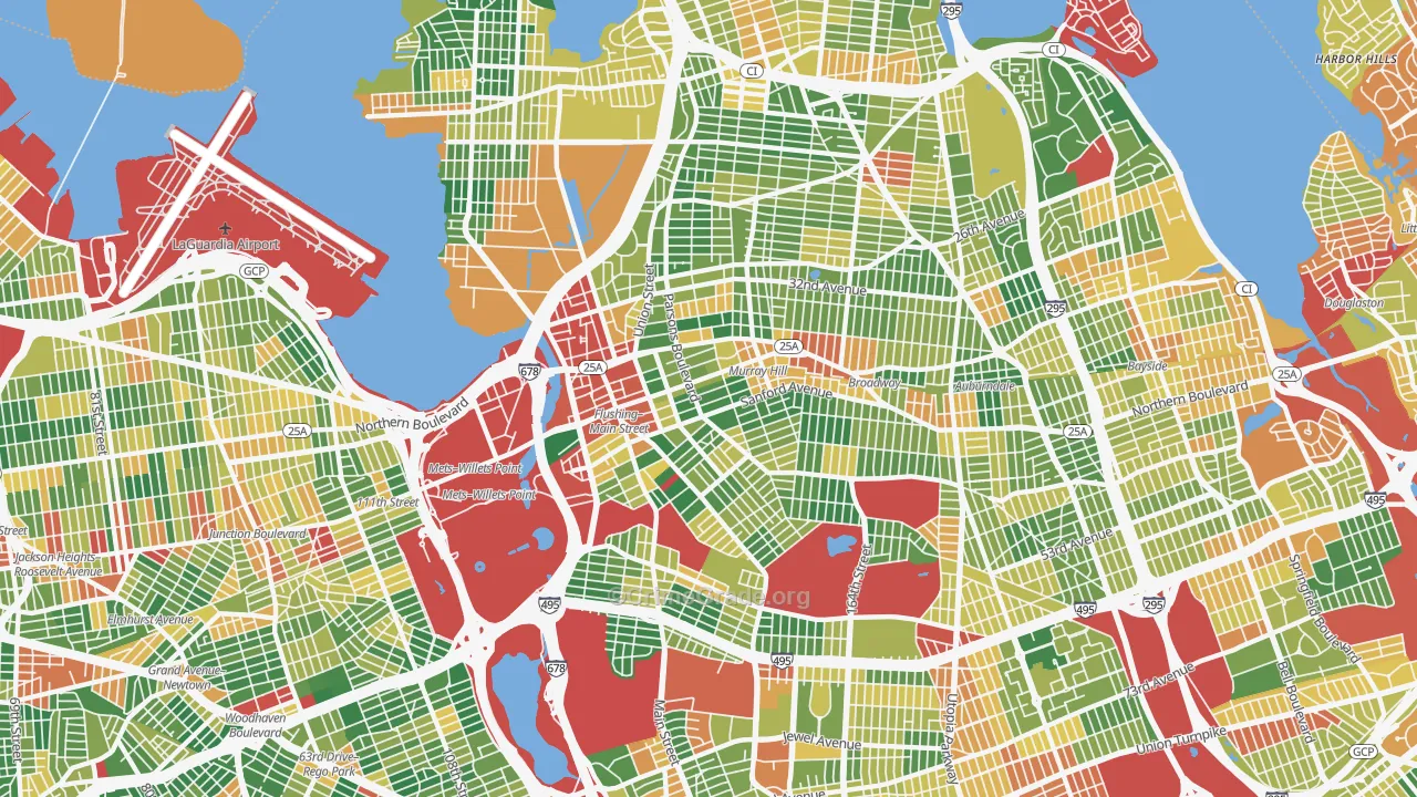 Flushing, Queens, NY Map of Robbery Rates