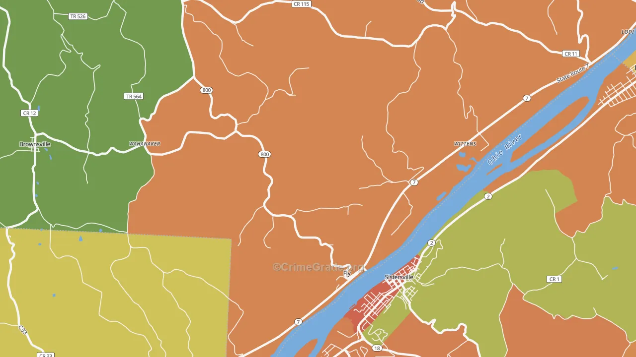 Fly, OH Map of Robbery Rates