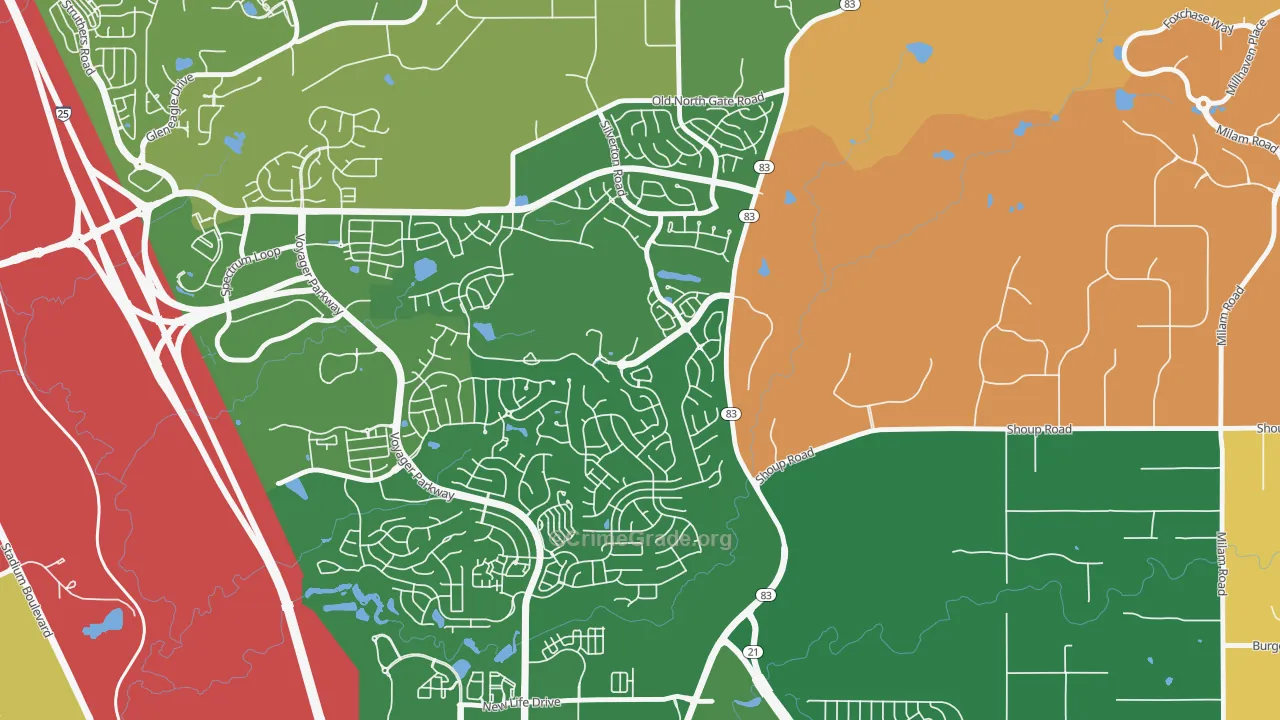 Flying Horse, Colorado Springs, CO Map of Robbery Rates