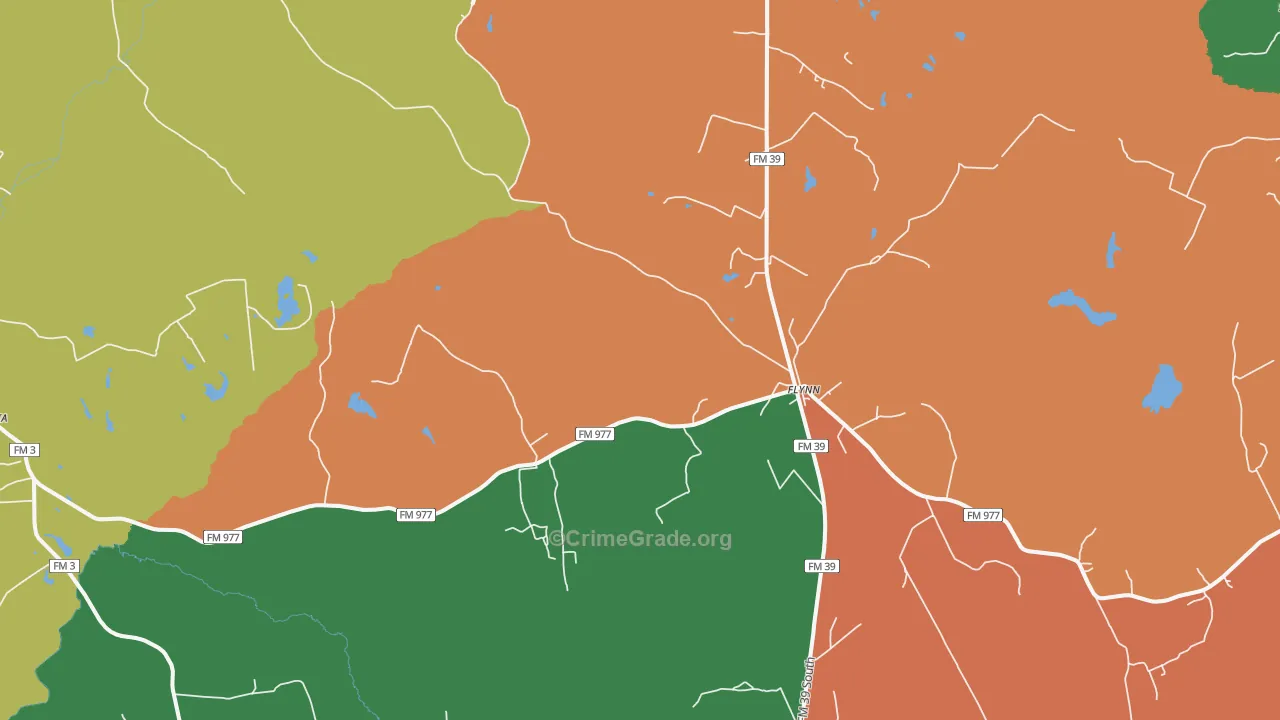 Flynn, TX Map of Robbery Rates