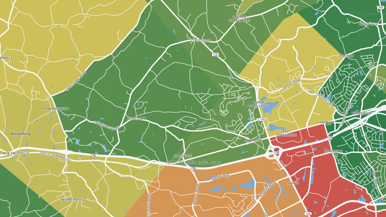Fogelsville, PA Map of Robbery Rates